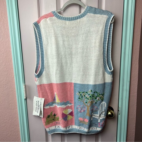 Vintage Knit Calendar Vest Size Large - Picture 10 of 11
